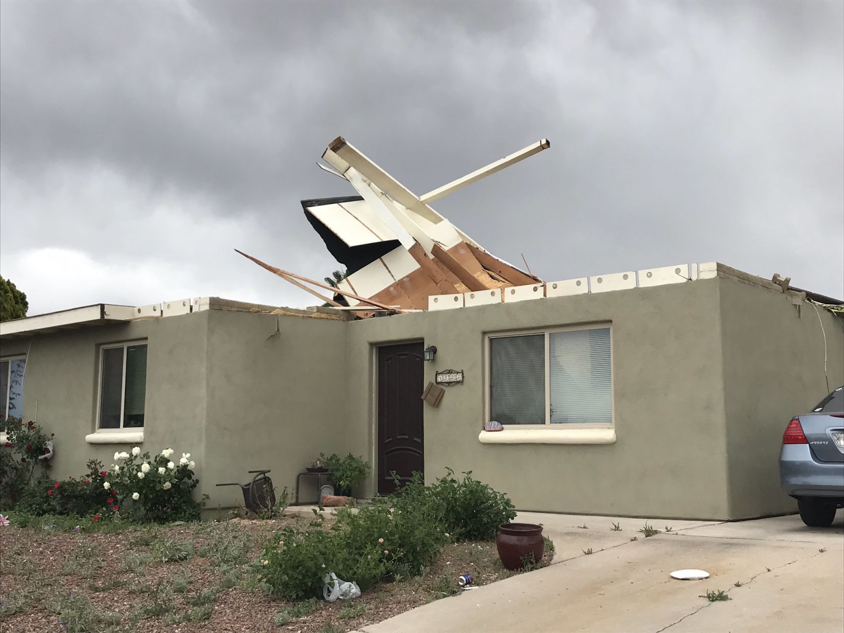 Caved-in roof